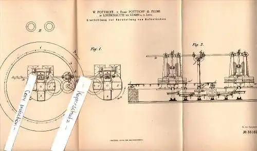 Original Patent - Potthoff & Flume in Louisenhütte b. Lünen a.d. Lippe , 1886 , Herstellung von Gußstücken , Giesserei !