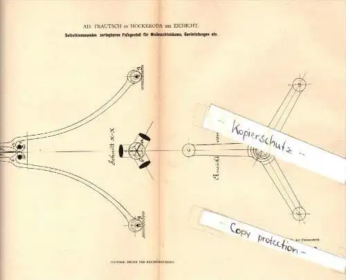 Original Patent - A. Trautsch in Hockeroda b. Eichicht / Kaulsdorf , 1881 , Gestell für Weihnachtsbäume . Weihnachten !!