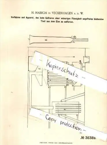 Original Patent - H. Habich in Veckerhagen b. Reinhardshagen , 1885 , Abscheider für Öl , Petroleum , Weser !!!