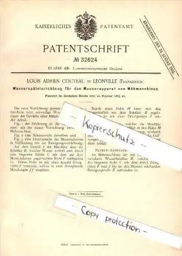 Original Patent - Louis Adrien Couteau à Leoville , 1885 , Appareil pour tondeuses !!!