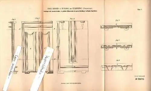 Original Patent - F. Renner in Tutzing b. Starnberg , 1885 , Falzziegel , Dach , Dachdecker , Ziegel , Bau !!!