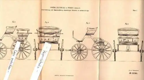 Original Patent - Friedrich Eschholz in Zerbst , 1885 , Umwandlung einsitziger Kutschen , Kutsche , Droschke , carriage