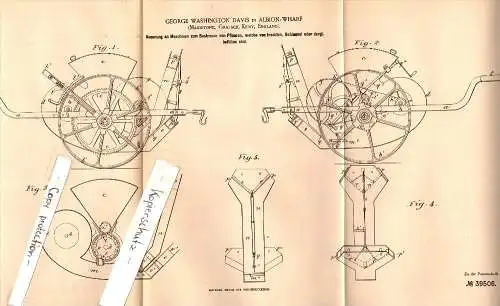 Original Patent - G.A. Davis in Albion Wharf , Maidstone , Kent , 1886 , Machine for sprinkling of plants !!!