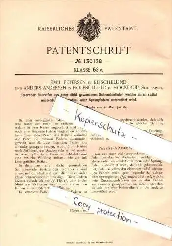 Original Patent - A. Andersen in Holebüllfeld b. Hockerup , 1901 , Petersen in Kitschelund , Radreifen  Holbøl Sogn  !!!