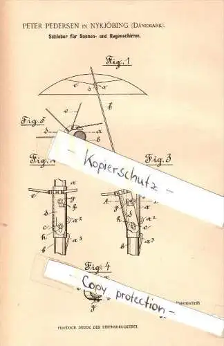 Original Patent - Wilhelm Ludwig Jespersen in Nyköbing auf Falster , 1901 , Regenschirme , Nykøbing Falster  !!!