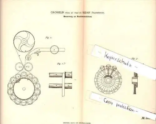 Original Patent - Grosselin pere et Fils à Sedan , 1886 , Innovation dans les machines de tissu !!!