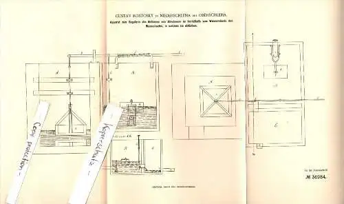 Original Patent - Gustav Rostosky in Niederschlema b. Oberschlema , 1886 , Apparat für Abwasser , Bad Schlema !!!