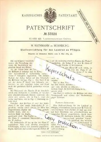 Original Patent - H. Bäthmann in Hornburg , 1855 , Stellvorrichtung für Pflüge , Landwirtschaft , Agrar !!!