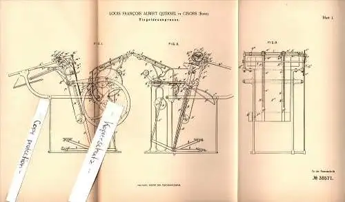 Original Patent - Louis Quernel à Gisors , Eure , 1885 , Presse à balles casserole , impression !!!