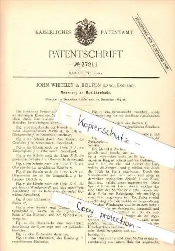 Original Patent - John Whiteley in Bolton , England , 1885 , Musikkreisel , Kreisel , music gyro , musique gyroscope !!!