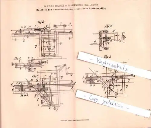 Original Patent - August Hainke in Langenoels / Olszyna , 1900 , Maschine zum Drechseln von Säulen , Tischlerei !!!