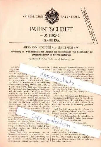 Original Patent - Hermann Hölscher in Lengerich i. W. , 1899 , Druckvorrichtung bei Dütenmaschinen !!!