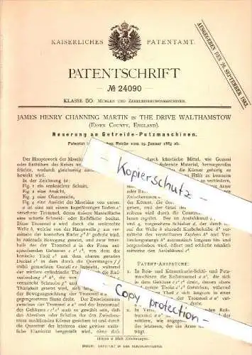 Original Patent - J.H. Martin in The Drive Walthamstow , 1883 , Cereals - plastering machines , agriculture , London !!!