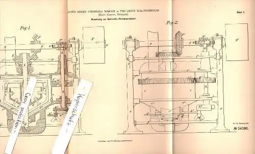 Original Patent - J.H. Martin in The Drive Walthamstow , 1883 , Cereals - plastering machines , agriculture , London !!!