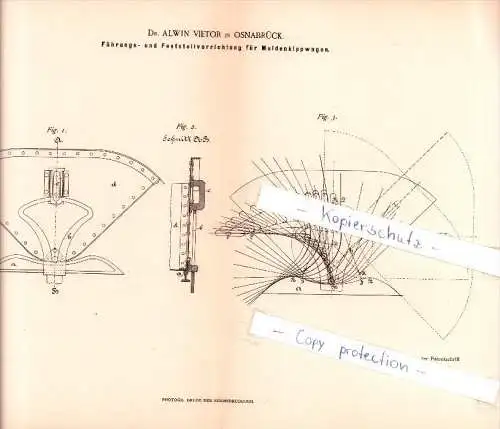 Original Patent  - Dr. Alwin Vietor in Osnabrück , 1885 , Eisenbahnbetrieb !!!