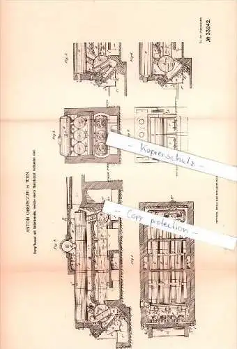 Original Patent - Anton Oberegger in Wien , 1885 , Dampfkessel nebst Ausrüstung !!!