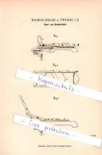 Original Patent - Wilhelm Spilger in Zwickau i. S. , 1885 , Brod- und Gemüsehobel !!!