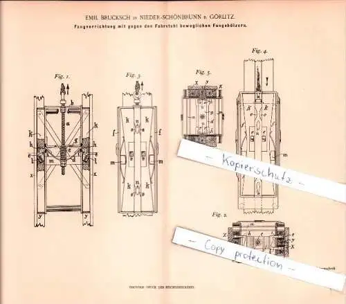 Original Patent -E. Brucksch in Nieder-Schönbrunn b. Görlitz , 1900, Fangapparat für Förderkörbe , Bergbau , Fahrstuhl !