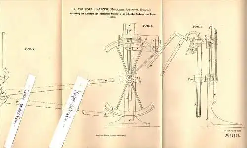 Original Patent - C. Challiner in Ardwick , Manchester , 1888 , Apparatus for the production of car wheels !!!