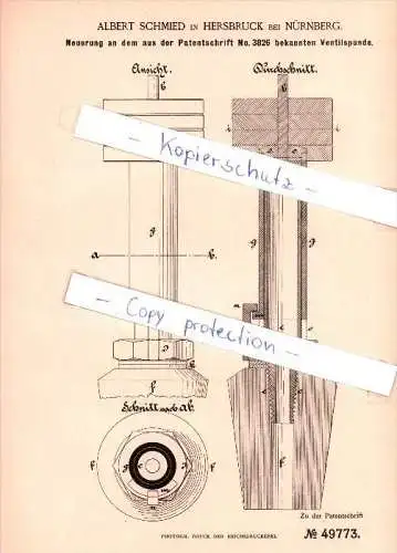 Original Patent - Albert Schmied in Hersbruck bei Nürnberg ,1889 , Schankgeräthschaften !!!