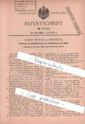 Original Patent - Robert Neuhaus in Derenburg b. Blankenburg , 1905 , Steuerung von Dampfmaschinen !!!