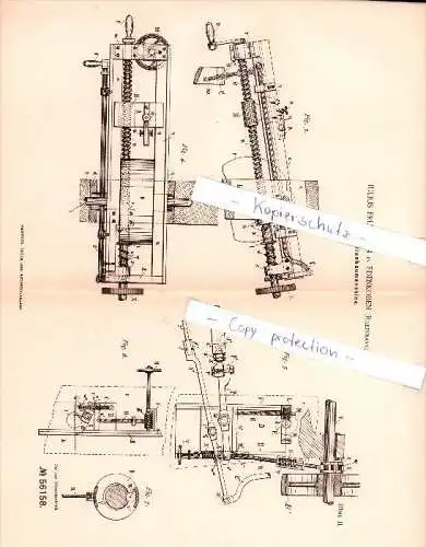 Original Patent - Julius Erlenwein in Edenkoben , 1890 , Feilenhaumaschine , Maschinenbau , Metallbau !!!