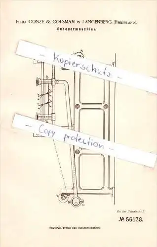 Original Patent - Conze & Colsman in Langenberg b. Velbert , 1890 , Scheuermaschine , Bleichen , Färben !!!