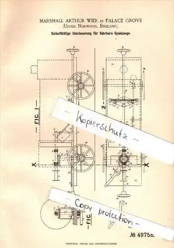 Original Patent - Marshall Arthur Wier in Place Grove , Upper Norwood , 1889 , Reversal for wheeled toys , toy !!!