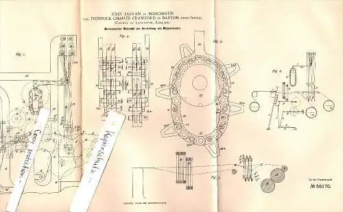 Original Patent -F. Crawford in Barton upon Irwell ,1890, mechanical loom, weaving , J. Farran in Manchester , Lancaster