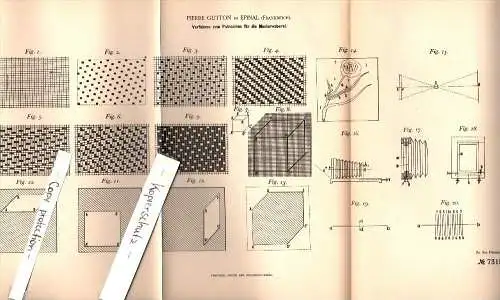 Original Patent - Pierre Gutton à Épinal , 1893 , Méthode pour motif de tissage !!!