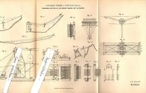 Original Patent - L. Torres en Portolin , 1887 , El tranvía con varias cuerdas de funcionamiento , Molledo !!!