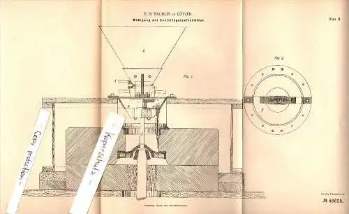 Original Patent -E.H. Fischlin in Lötzen / Gizycko ,1888, Centrifugal - Aufschütter , Mühle , Windmühle , Ostpreußen  !!