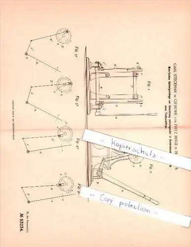 Original Patent -  Carl Steckhan in Gifhorn und Fritz Beige in Halle , 1895 , Kurbelgestänge , Maschinenbau !!!