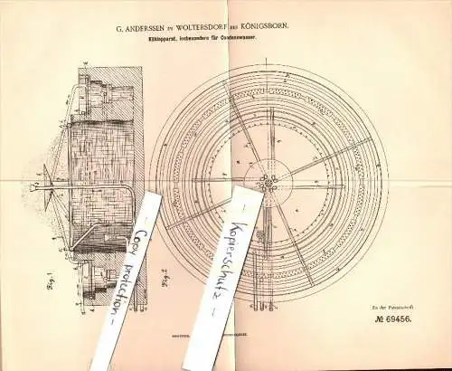 Original Patent - G. Anderssen in Woltersdorf bei Biederitz , 1892 , Kühlapparat für Wasser , Brauerei , Königsborn !!