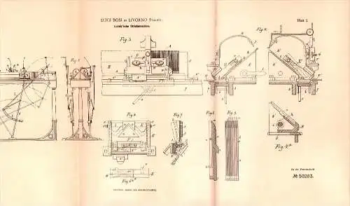 Original Patent -  Luigi Bosi in Livorno / Italia , 1888 , Macchina per maglieria !!!