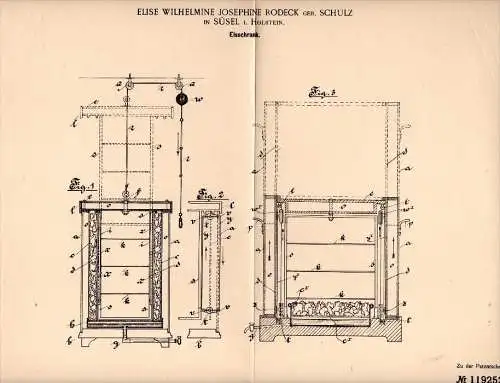 Original Patent - E.W. Rodeck in Süsel i. Holstein , 1900 , Eisschrank , Kühlschrank , Kühlhaus !!