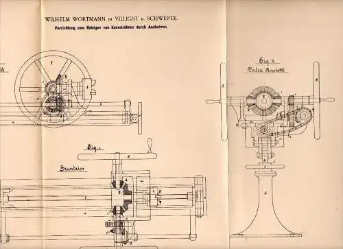 Original Patent - Wilhelm Wortmann in Villigst b. Schwerte , 1901 , Apparat zum Reinigen von Kesseln , Dampfmaschine !!