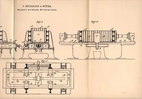 Original Patent - P. Engelhard in Rötha , 1898 , Kelterpresse , Presse !!!