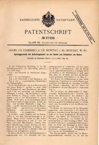 Original Patent - H. Flemming in Groß Montau , Westpreussen , 1895 , Sprenggeschoss , Bombe , Malbork , M&#261;towy Wie