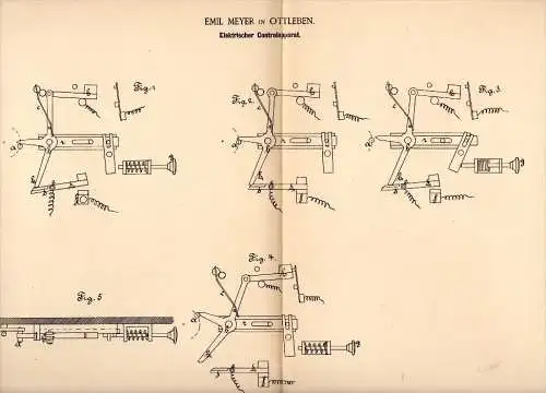 Original Patent - Emil Meyer in Ottleben b. Ausleben , 1888 ,  elektrischer Controlapparat , Ziegelei , Heizung !!!