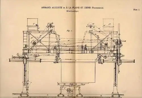 Original Patent -  Armand Auguste dans La Plaine Saint-Denis , 1887 , Vu pour la pierre !!!