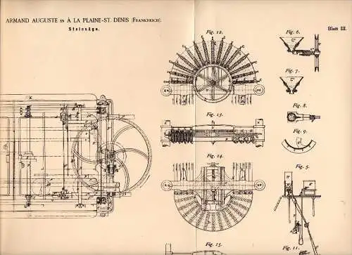 Original Patent -  Armand Auguste dans La Plaine Saint-Denis , 1887 , Vu pour la pierre !!!