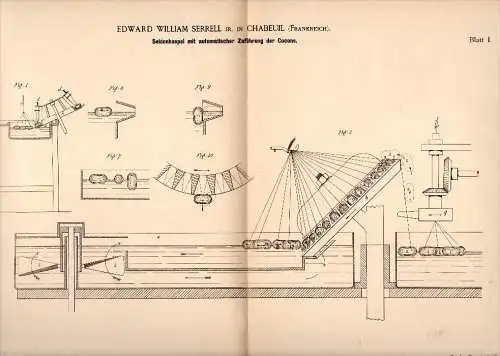 Original Patent - E.W. Serrell dans Chabeuil , 1887 , Moulinage de la soie !!!