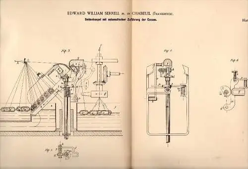 Original Patent - E.W. Serrell dans Chabeuil , 1887 , Moulinage de la soie !!!