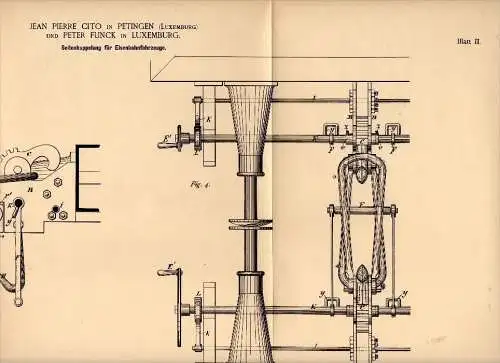 Original Patent - J.P. Cito in Petingen und P. Funck in Luxemburg , 1887 , Kupplung für Eisenbahn !!!