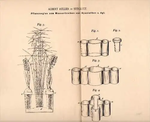 Original Patent - A. Heller in Steglitz b. Berlin , 1900 , Glas für Hyacinthen , Hyacinths , Pflanzen , Blumen !!!