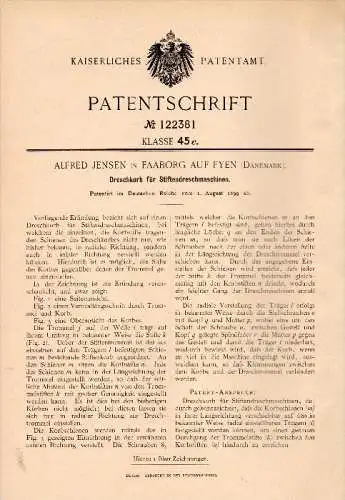 Original Patent - Alfred Jensen in Faarborg auf Fünen , 1899 , Dreschkorb für Dreschmaschine , Agrar , Landwirtschaft !!