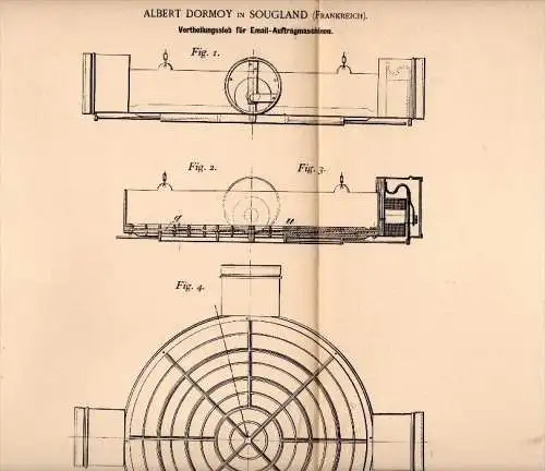 Original Patent - Albert Dormoy dans Sougland , Saint Michel , Aisne , 1900 , Tamiser pendant émail - Machine !!!