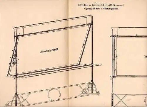 Original Patent - Jungels in Gross - Glogau / Glogow , 1893 , Tafel für Schule , Lagerung !!!