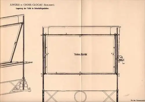 Original Patent - Jungels in Gross - Glogau / Glogow , 1893 , Tafel für Schule , Lagerung !!!